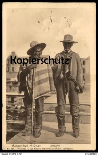 ALTE POSTKARTE COSTUMBRES CHILENAS ARRIEROS ARRIERO CHILE SÜDAMERIKA cpa postcard Ansichtskarte AK