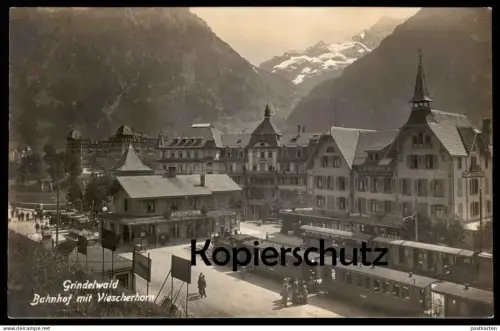 ALTE POSTKARTE GRINDELWALD BAHNHOF DAMPFLOK LOKOMOTIVE Eisenbahn Züge Zug station gare train trains cpa postcard AK