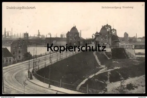 ALTE POSTKARTE DUISBURG RUHRORT BRÜCKENAUFGANG HOMBERG BRÜCKE RHEIN Ansichtskarte AK cpa postcard