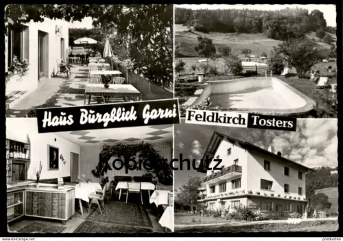 ÄLTERE POSTKARTE FELDKIRCH TOSTERS HAUS BURGBLICK GARNI FAMILIE EGON GEIGER POOL Vorarlberg Ansichtskarte cpa postcard