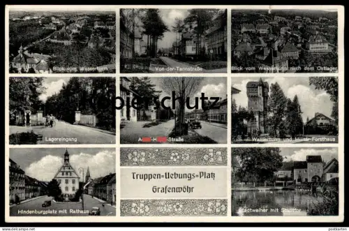 ALTE POSTKARTE TRUPPEN-UEBUNGS-PLATZ GRAFENWÖHR TRUPPENÜBUNGSPLATZ LAGEREINGANG VON DER-TANNSTRASSE WASSERTURM AK cpa