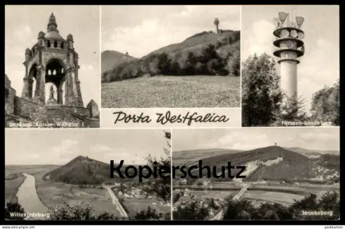 ÄLTERE POSTKARTE PORTA WESTFALICA FERNSEH-SENDETURM JACOBSBERG WITTEKINDSBERG DENKMAL KAISER W. Ansichtskarte postcard