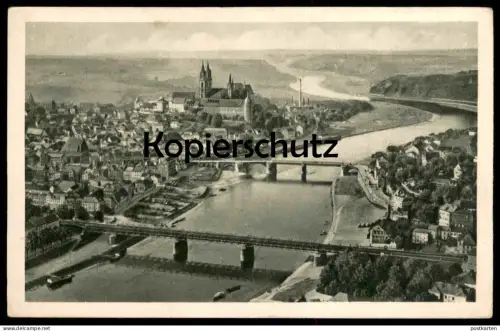 ALTE POSTKARTE MEISSEN IN SACHSEN FLIEGERAUFNAHME LUFTBILD DAS TAUSENDJÄHRIGE MEISSEN ELBE Ansichtskarte AK postcard cpa