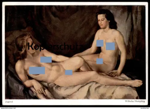 ALTE KÜNSTLER POSTKARTE WILHELM HEMPFING AKT FRAU femme seins nus nude breast woman nudity cpa postcard Ansichtskarte