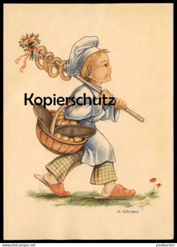 ALTE KÜNSTLER POSTKARTE BÄCKER JUNGE BROT BREZEL baker boulanger H. Kühnlenz Ansichtskarte AK cpa postcard