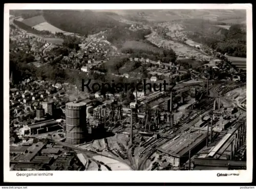ÄLTERE POSTKARTE GEORGSMARIENHÜTTE FLIEGERAUFNAHME LUFTBILD FABRIK HÜTTE EISENHÜTTE PANORAMA ZUG Ansichtskarte postcard