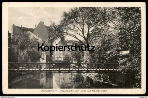 ALTE POSTKARTE OSNABRÜCK HAASEPARTIE MIT BLICK AUF GEORGSTRASSE Hase Hasepartie Ansichtskarte AK cpa postcard