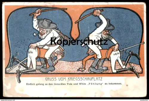 ALTE POSTKARTE GRUSS VOM KRIEGSSCHAUPLATZ TRANSVAAL KOLONIE GENERAL YULE UND WHITE SOLDAT AN BARON KLEIN VON WIESENBERG