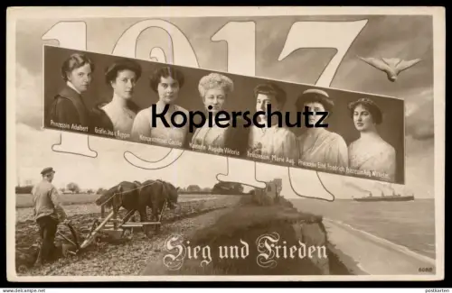 ALTE POSTKARTE SIEG UND FRIEDEN 1917 AUGUSTE VICTORIA ADALBERT INA VON RUPPIN 1. WELTKRIEG Feld Dampfer Ansichtskarte AK