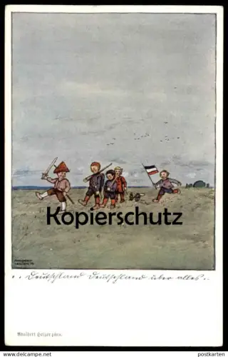 ALTE POSTKARTE MILITÄR 1. WELTKRIEG DEUTSCHLAND PATRIOTIK KINDER KIND MALER ADALBERT HOLZER children Ansichtskarte AK