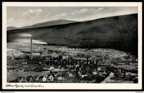 ALTE POSTKARTE OKER HARZ MIT BROCKEN GOSLAR FABRIK SCHORNSTEIN 1949 Ansichtskarte cpa AK postcard