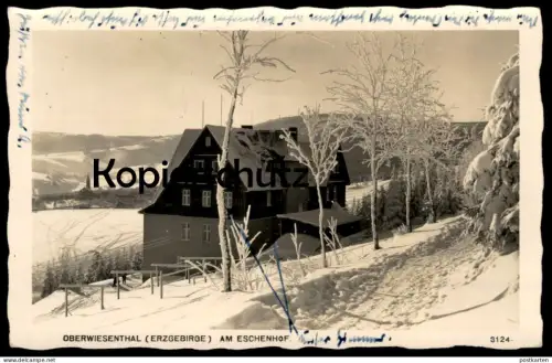 ALTE POSTKARTE OBERWIESENTHAL IM ERZGEBIRGE AM ESCHENHOF 1941 WINTER SCHNEE Ansichtskarte AK cpa postcard
