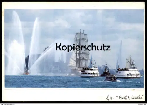 ÄLTERE GANZSACHE POSTKARTE DEUTSCHE BUNDESPOST BERLIN MIT AUFGEKLEBTEN AUSSCHNITT HAMBURG SEGELSCHIFF Schiff ship