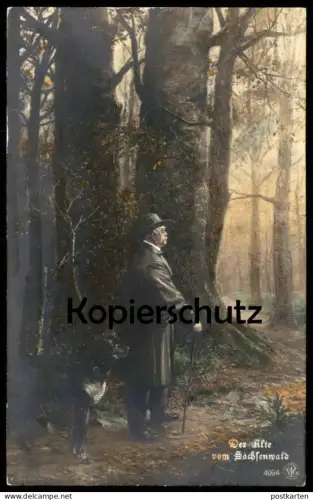ALTE POSTKARTE DER ALTE VOM SACHSENWALD OTTO VON BISMARCK MIT SCHWARZEM HUND dog chien AK postcard Ansichtskarte cpa