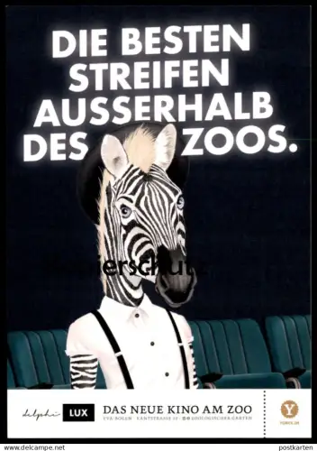 ÄLTERE POSTKARTE ZEBRA DIE BESTEN STREIFEN AUSSERHALB DES ZOOS BERLIN KINO WERBUNG Zoo postcard AK cpa Ansichtskarte