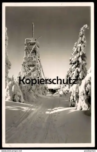 ALTE POSTKARTE DIE TAFELFICHTE IM ISERGEBIRGE WINTER SCHNEE AUSSICHTSTURM SUDETEN 1943 Ansichtskarte postcard