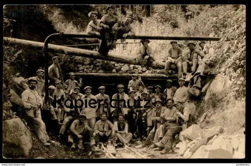 ALTE FOTO POSTKARTE TUNNELBAU VERMUTLICH TUNNEL HÖLLENTALBAHN SCHWARZWALD EISENBAHN FOTO HANDSCHEL LENZKIRCH cpa photo