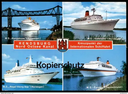 ÄLTERE POSTKARTE M/S VISTAFJORD KUNGSHOLM ROYAL VIKING STAR EUROPA KREUZ RENDSBURG MS ferry Schiff ship cpa postcard AK