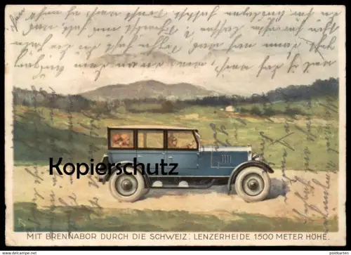 ALTE POSTKARTE LENZERHEIDE MIT BRENNABOR DURCH DIE SCHWEIZ 1500 METER HÖHE BRENNABOR BRANDENBURG Auto car postcard cpa