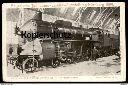 ALTE POSTKARTE NÜRNBERG BAYERISCHE AUSSTELLUNG 1906 DAMPFLOK 01 station gare steam engine postcard AK cpa Ansichtskarte