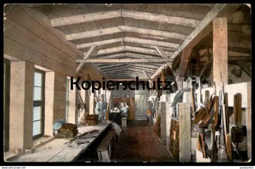 ALTE POSTKARTE MILITÄR KRIEGSBILDER AUS DEN VOGESEN INNERES EINER WOHNBARACKE VOSGES SOLDAT Ansichtskarte postcard cpa