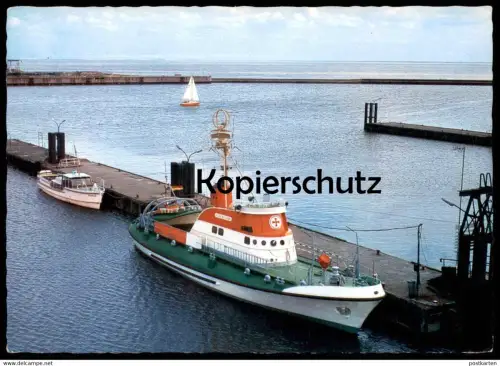 ÄLTERE POSTKARTE BORKUM NEUER HAFEN SEENOT-RETTUNGSKREUZER GEORG BREUSING BOOT SCHIFF boat harbour AK cpa postcard