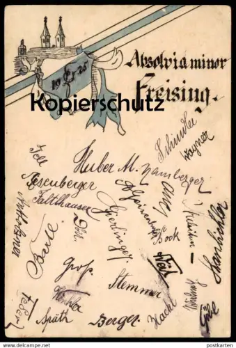 ALTE POSTKARTE ABSOLVIA MINOR FREISING 1925 ABITUR COULEURKARTE STUDENTIKA STUDENTICA UNTERSCHRIFT SPÄTH FALTHAUSER