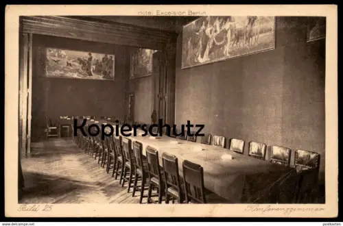 ALTE POSTKARTE BERLIN HOTEL EXCELSIOR KONFERENZZIMMER WANDGEMÄLDE Curt Elschner Ansichtskarte AK cpa postcard