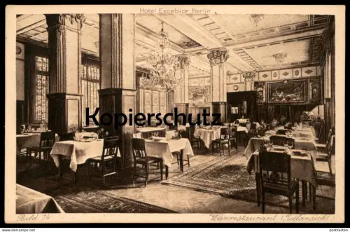 ALTE POSTKARTE BERLIN HOTEL EXCELSIOR WEINRESTAURANT Tische Kronleuchter Curt Elschner Ansichtskarte AK cpa postcard