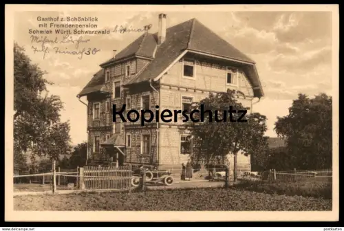 ALTE POSTKARTE SCHMIEH GASTHOF ZUM SCHÖNBLICK MIT FREMDENPENSION BAD TEINACH ZAVELSTEIN Schwarzwald cpa AK Ansichtskarte