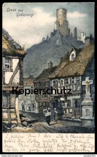 ALTE POSTKARTE GRUSS AUS GODESBERG KREUZ GASTHOF ZUR GODESBURG GESCHWISTER SCHUMACHER BONN BAD Ansichtskarte AK postcard