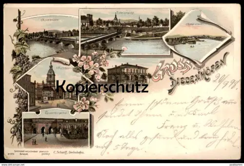 ALTE LITHO POSTKARTE GRUSS AUS DIEDENHOFEN THIONVILLE LUXEMBOURGERTHOR GOUVERNEMENT MARKTPLATZ Moselle cpa Ansichtskarte