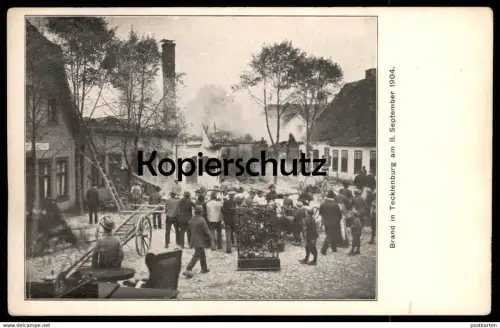ALTE POSTKARTE DER BRAND IN TECKLENBURG AM 08. SEPTEMBER 1904 Feuer-Katastrophe fire brigade Ruine Feuerwehr pompiers AK