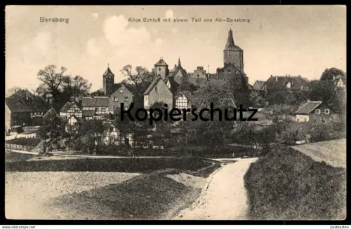 ALTE POSTKARTE BENSBERG ALTES SCHLOSS MIT EINEM TEIL VON ALT-BENSBERG chateau castle Bergisch Gladbach Ansichtskarte