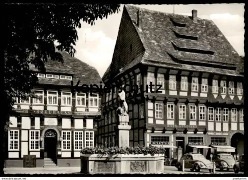 ÄLTERE POSTKARTE EINBECK BRODHAUS UND RATS-APOTHEKE VOLKSWAGEN VW KÄFER AUTO AUTOS Ansichtskarte AK cpa postcard