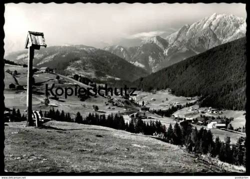 ÄLTERE POSTKARTE OBERGAIL UND ROSSBACH MIT LIENZER DOLOMITEN WEGKREUZ LESACHTAL STEMPEL LIESING ÖSTERREICH AUSTRIA