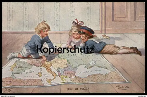 ALTE KÜNSTLER POSTKARTE PATRIOTIK WALLY FIALKOWSKA WELTKRIEG KINDER DEUTSCHES REICH ÖSTERREICH ITALIEN RUSSLAND SPANIEN