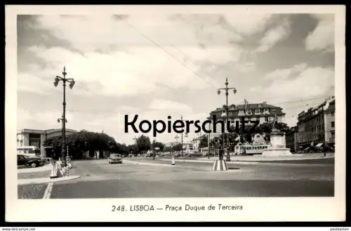 ÄLTERE POSTKARTE LISBOA PRACA DUQUE DE TERCEIRA policia Polizist police Tram tramway Lissabon Lisbonne Lisbon Portugal
