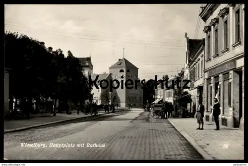 ALTE POSTKARTE WIESELBURG HAUPTPLATZ MIT RATHAUS KUTSCHE 1930 NIEDERÖSTERREICH Österreich postcard Ansichtskarte AK cpa