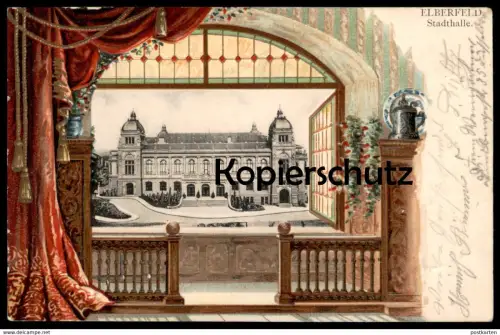 ALTE PRÄGE POSTKARTE ELBERFELD STADTHALLE BALKON AUSBLICK WUPPERTAL Ansichtskarte AK postcard cpa