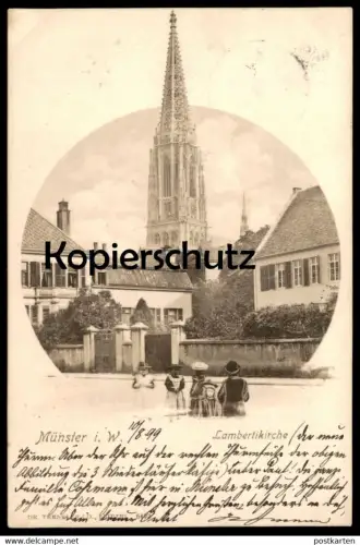 ALTE POSTKARTE MÜNSTER LAMBERTIKIRCHE 1899 KINDER Lamberti Kirche church église Ansichtskarte AK cpa postcard