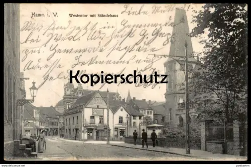 ALTE POSTKARTE HAMM WESTENTOR MIT STÄNDEHAUS GESCHÄFT WILHELM BUDDEBERG SUNLICHT SEIFE Ansichtskarte AK cpa postcard
