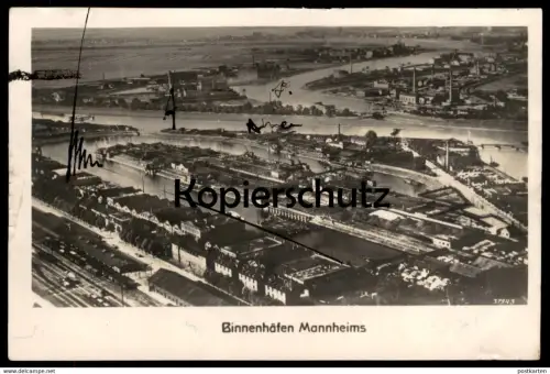 ALTE POSTKARTE MANNHEIM BINNENHÄFEN MANNHEIMS BINNENHAFEN HAFEN FLIEGERAUFNAHME LUFTHANSA harbour Ansichtskarte postcard