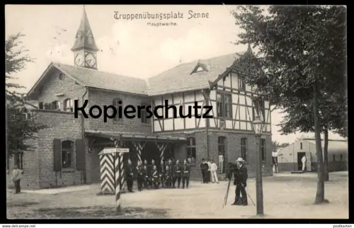 ALTE POSTKARTE TRUPPENÜBUNGSPLATZ SENNE HAUPTWACHE PHOTOGRAPH SENNELAGER PADERBORN Soldaten soldat soldats uniform cpa
