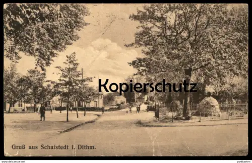 ALTE POSTKARTE GRUSS AUS SCHAFSTEDT IN DITHMARSCHEN KAISERSTEIN DENKMAL Ansichtskarte AK cpa postcard