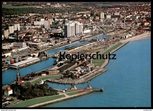 ÄLTERE POSTKARTE BREMERHAVEN LUFTAUFNAHME HAFEN Fliegeraufnahme Panorama harbour Ansichtskarte AK cpa postcard