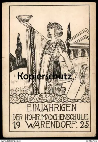 ALTE POSTKARTE WARENDORF EINJÄHRIGEN DER HÖHEREN MÄDCHENSCHULE 1925 COULEURKARTE STUDENTIKA Gottheit Ansichtskarte AK