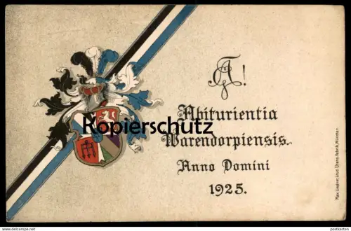 ALTE POSTKARTE WARENDORF ABITURIENTIA WARENDORPIENSIS ANNO DOMINI 1925 ABITUR COULEURKARTE STUDENTIKA Ansichtskarte AK