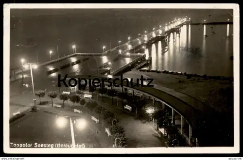 ALTE POSTKARTE ZOPPOT SOPOT BELEUCHTET ZOPPOTER SEESTEG 1937 Pommern poland polska AK Ansichtskarte cpa postcard