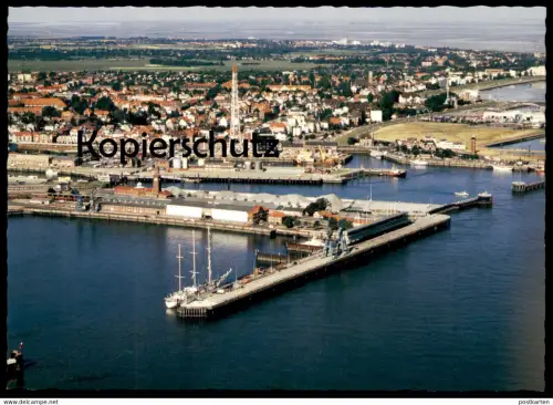 ÄLTERE POSTKARTE CUXHAVEN BLICK ÜBER DAS STEUBENHÖFT & HAFEN ANLAGEN LUFTAUFNAHME FLIEGERAUFNAHME Schiff ship postcard